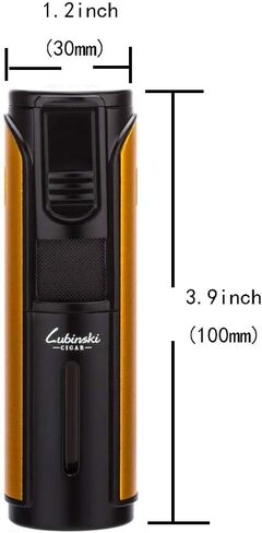 LUBINSKI Cigar Lighter Windproof Butane Five Torch Jet Blue Flame Cigarette Lighter for Cigar Cooking BBQ Topsense (Black) in Saudi Arabia