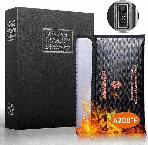 Diversion Book Safe with 4200°F Fireproof Money Bag and Combination Lock, 10.5" x 7.9" x 2.5" Fake Book Hidden Storage Safe, Hollow Secret Portable Metal Storage Box for Cash, Valuables - Bible in Kuwait