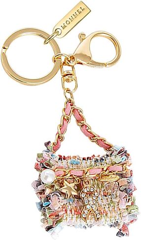 MZ945 Gorgeous Tweed Cloth Handbag Charm Pendant Lobster Clasp Key Ring Keychain (Multicolor) in Saudi Arabia