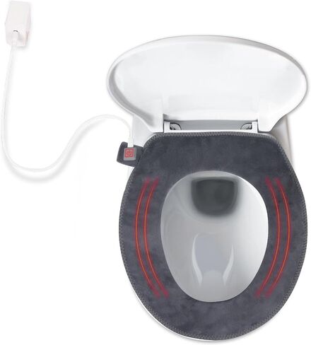 Hudson Comfort Heated Toilet Seat Cover – USB Powered Toilet Seat Warmer – Adjustable Temperature Levels Toilet Seat Cover with Soft Plush Fabric – Hand Wash and Easy Installation (Elongated) in Saudi Arabia