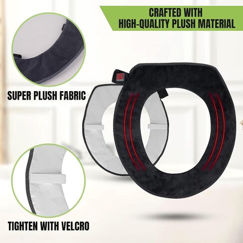 Hudson Comfort Heated Toilet Seat Cover – USB Powered Toilet Seat Warmer – Adjustable Temperature Levels Toilet Seat Cover with Soft Plush Fabric – Hand Wash and Easy Installation (Elongated) in Saudi Arabia