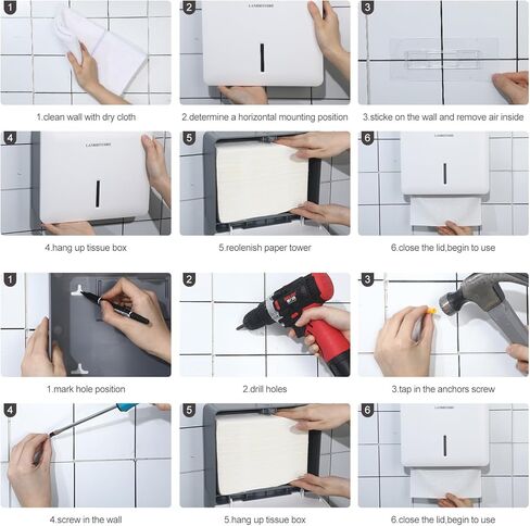 Paper Towel Dispenser Wall Mount Commercial C fold/Multifold/Tri-fold, High-Capacity Automated Touchless Hand Towel Paper Holder with Lock for Bathroom Kitchen Office (Pearl White) in Saudi Arabia