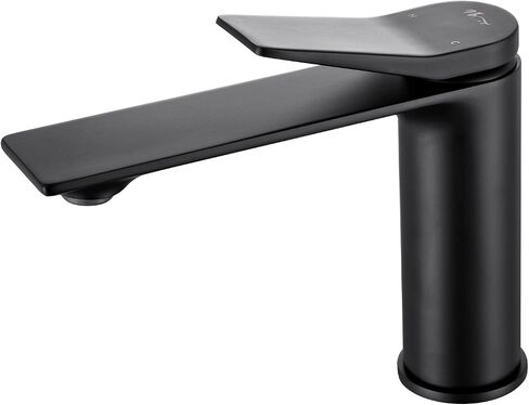 Matter Black Bathroom Faucet Single Hole, Single Handle Bathroom Bathroom Faucets for Sink 1 Hole, Modern Black Vanity Faucet. 6 Inch Bathroom Sink Faucet, Brass Hot and Cold Mixer Taps in Saudi Arabia