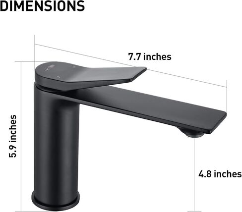 Matter Black Bathroom Faucet Single Hole, Single Handle Bathroom Bathroom Faucets for Sink 1 Hole, Modern Black Vanity Faucet. 6 Inch Bathroom Sink Faucet, Brass Hot and Cold Mixer Taps in Saudi Arabia