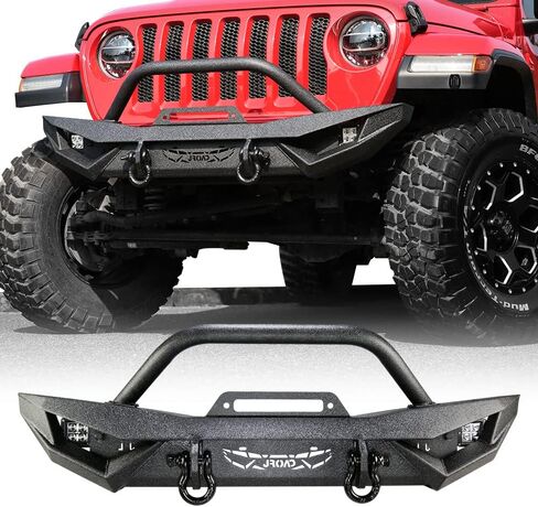 Compatible with Jeep Wrangler, Front Bumper W/LED Lights, 2 x D-Rings, Winch Plate,2018-2022 JL & JLU (2/4 Doors) Full Width in Saudi Arabia