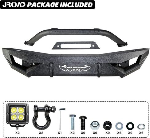 Compatible with Jeep Wrangler, Front Bumper W/LED Lights, 2 x D-Rings, Winch Plate,2018-2022 JL & JLU (2/4 Doors) Full Width in Saudi Arabia