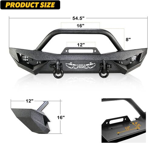 Compatible with Jeep Wrangler, Front Bumper W/LED Lights, 2 x D-Rings, Winch Plate,2018-2022 JL & JLU (2/4 Doors) Full Width in Saudi Arabia