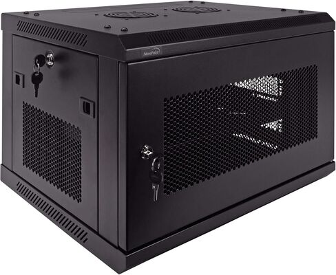 Navepoint 6U Deluxe IT حاوية خزانة مثبتة على الحائط مقاس 19 بوصة رف شبكة الخادم مع قفل باب مثقوب مقاس 16 بوصة أسود عميق مع رف in Kuwait