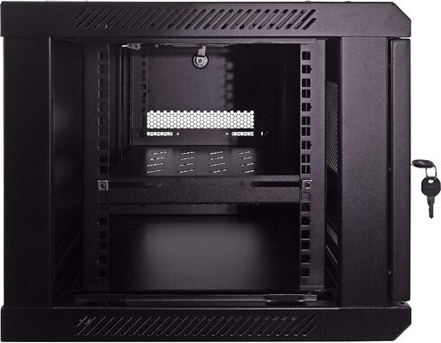 Navepoint 6U Deluxe IT حاوية خزانة مثبتة على الحائط مقاس 19 بوصة رف شبكة الخادم مع قفل باب مثقوب مقاس 16 بوصة أسود عميق مع رف in Kuwait