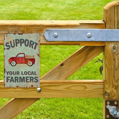 Support Your Local Farmers Vintage Metal Sign Funny Truck Metal Tin Signs Wall Art Perfect For Home Cafe Farm Farmer'S Market Wall Decoration (8x12 Inches) in Saudi Arabia