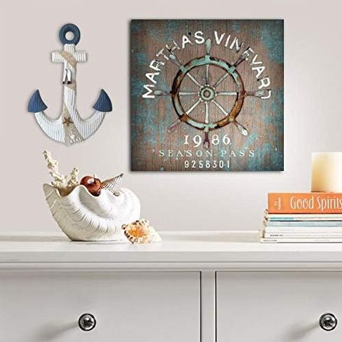 T&Garice Hanging Nautical Wooden Anchor Wall Decor,18''H,Rustic Anchor Wall Art Sculpture Beach Theme Home Decoration-White in Saudi Arabia