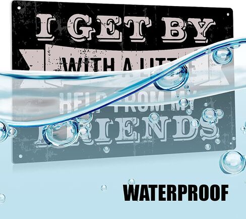 I Get by with A Little Help from My Friends Metal Tin Sign Wall Decor Retro Black Sign for Home Living Room Decor Gifts 8x12 Inch in Saudi Arabia