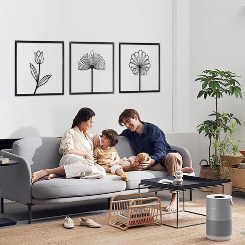 tatamelon 6pcs Black Metal Wall Art Decor, Modern Minimalist Wall Decor Hanging Flower Wall Sculpture Decor Flower Leaf Line Wall Décor for Living Room Bedroom Kitchen Bathroom Decoration in Saudi Arabia