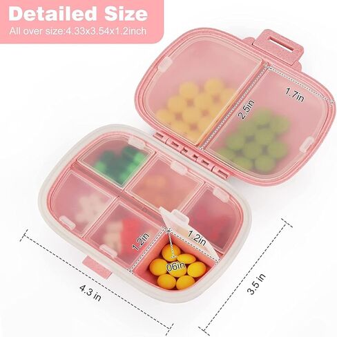 منظم حبوب منع الحمل اليومي 1 حقيبة حبوب منع الحمل المحمولة للسفر 8 مقصورات صندوق حبوب منع الحمل مع حلقة ختم مقاومة للرطوبة حاوية حامل الفيتامينات الطبية الصغيرة لمحفظة الجيب حافظة مكملات حبوب الدواء المقاومة للماء (أزرق) in Kuwait