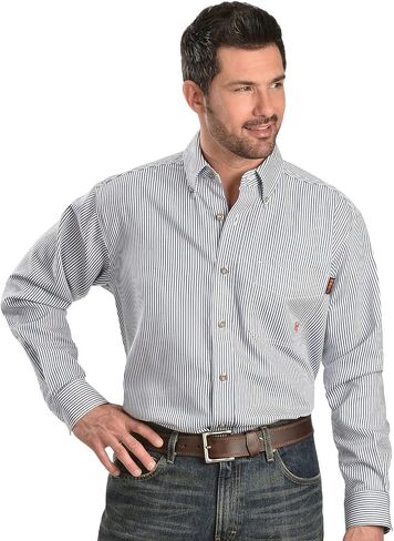 Ariat Male FR Basic Work Shirt Bold Blue Stripe Small in Saudi Arabia
