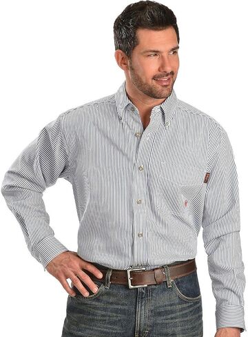 Ariat Male FR Basic Work Shirt Bold Blue Stripe Small in Saudi Arabia