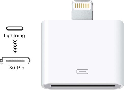 محول Lightning إلى 30 Pin، موصل شحن ومزامنة 8 Pin Male إلى 30 Pin Female محول محول متوافق مع موديلات iPhone وiPad وiPod مختارة باللون الأبيض in Kuwait