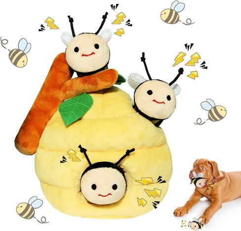 Whaline 4Pcs Bee Interactive Dog Toys for Boredom Bee Honey Pot Dog Toys Hide and Seek Puppy Toys Colorful Squeaky Dog Toy Puzzle Tough Chew Teething Soft Puppy Toy for Small Medium Large Dogs in Saudi Arabia