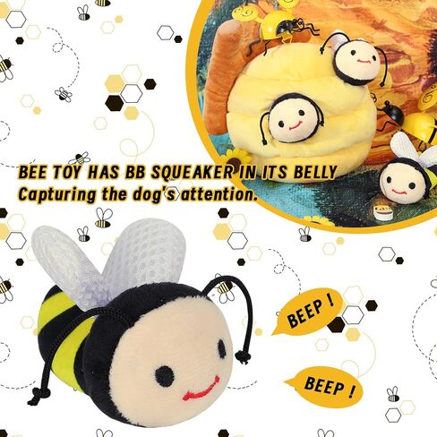 Whaline 4Pcs Bee Interactive Dog Toys for Boredom Bee Honey Pot Dog Toys Hide and Seek Puppy Toys Colorful Squeaky Dog Toy Puzzle Tough Chew Teething Soft Puppy Toy for Small Medium Large Dogs in Saudi Arabia