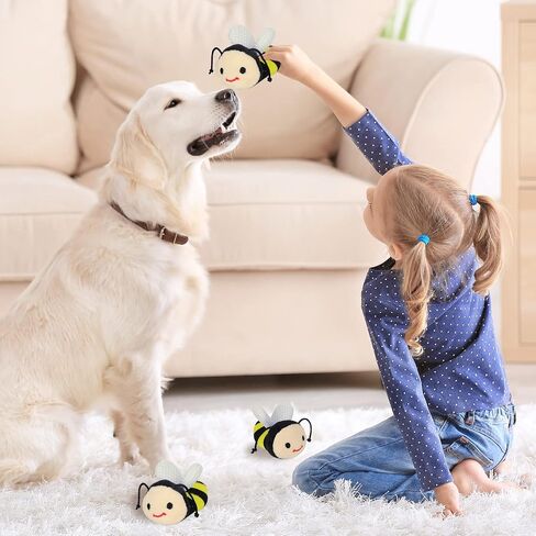 Whaline 4Pcs Bee Interactive Dog Toys for Boredom Bee Honey Pot Dog Toys Hide and Seek Puppy Toys Colorful Squeaky Dog Toy Puzzle Tough Chew Teething Soft Puppy Toy for Small Medium Large Dogs in Saudi Arabia