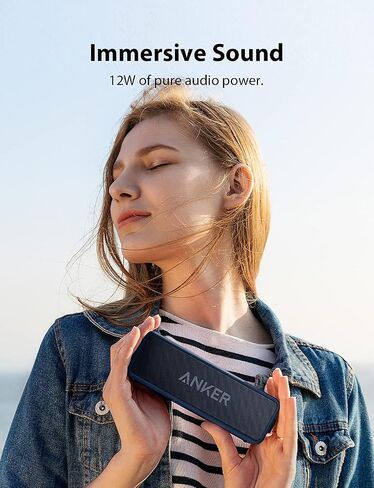Anker Soundcore 2 12W Portable Wireless Bluetooth Speaker, Better Bass, IPX7 Water Resistant and Built-in Mic, 24-Hour Playtime, 66 ft Bluetooth Range, Dual-Driver Speaker (New) - Blue (Renewed) in Saudi Arabia