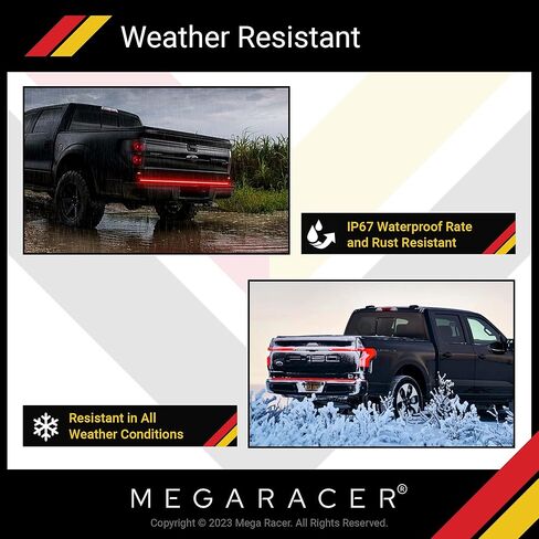 شريط إضاءة LED للباب الخلفي مقاس 48 بوصة من Mega Racer للشاحنات - 5 وظائف الفرامل/الجري/إشارة الانعطاف/العكس/أضواء وامضة مزدوجة، 144 قطعة من رقائق الصمام الثنائي LED، تصنيف IP67 المقاوم للماء، قطعة واحدة in Kuwait