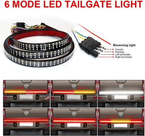 OPP ULITE Led Tailgate Lights 48 Inch Strip 432PC LED Triple Row Flexible Bar No Need Drill Install Turn Signal Brake Reverse Tail Light for Pickup Trailer SUV RV Van White/Red/Yellow (3R 48" 48SS) in Saudi Arabia