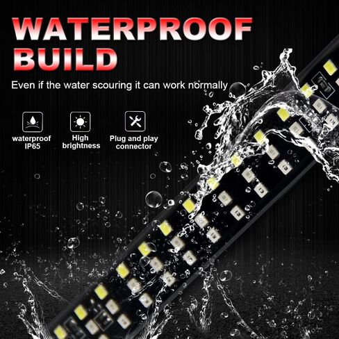 OPP ULITE Led Tailgate Lights 48 Inch Strip 432PC LED Triple Row Flexible Bar No Need Drill Install Turn Signal Brake Reverse Tail Light for Pickup Trailer SUV RV Van White/Red/Yellow (3R 48" 48SS) in Saudi Arabia