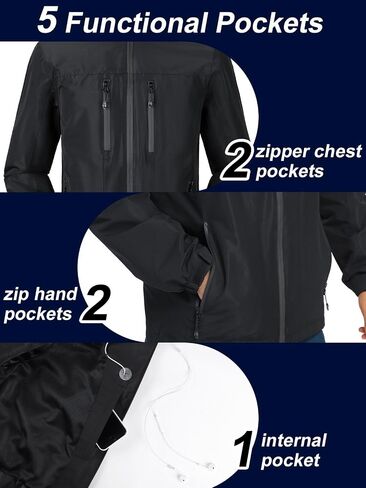 CAMEL CROWN Waterproof Rain Jackets for Men Wind Breaker Jacket with Hood Lightweight Outdoor Shell Jacket for Hiking Travel in Saudi Arabia