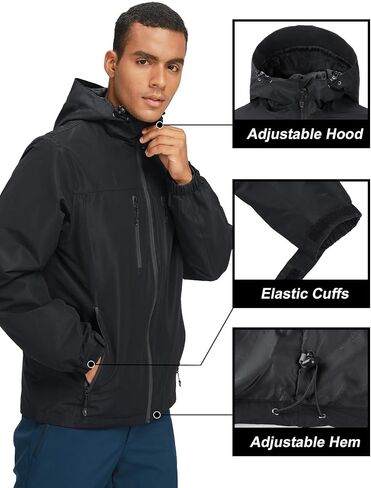 CAMEL CROWN Waterproof Rain Jackets for Men Wind Breaker Jacket with Hood Lightweight Outdoor Shell Jacket for Hiking Travel in Saudi Arabia