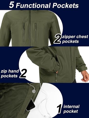 CAMEL CROWN Waterproof Rain Jackets for Men Wind Breaker Jacket with Hood Lightweight Outdoor Shell Jacket for Hiking Travel in Saudi Arabia
