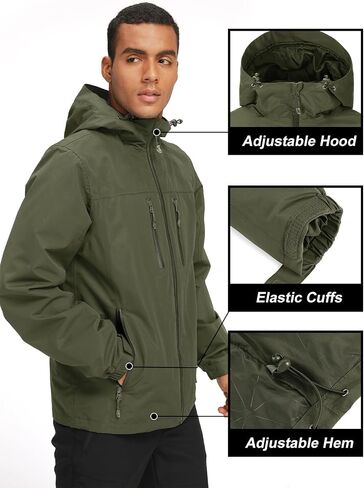 CAMEL CROWN Waterproof Rain Jackets for Men Wind Breaker Jacket with Hood Lightweight Outdoor Shell Jacket for Hiking Travel in Saudi Arabia