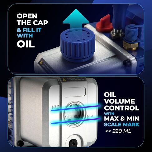 HVAC Vacuum Pump Kit: 4.5CFM Air Pump, AC Vacuum Pump and Gauge Set with R134 Can Tap Valve and Leak Detector; AC Vacuum Pump and Gauges in Heavy Duty Case Refrigeration Tools in Kuwait