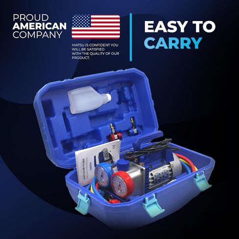 HVAC Vacuum Pump Kit: 4.5CFM Air Pump, AC Vacuum Pump and Gauge Set with R134 Can Tap Valve and Leak Detector; AC Vacuum Pump and Gauges in Heavy Duty Case Refrigeration Tools in Kuwait