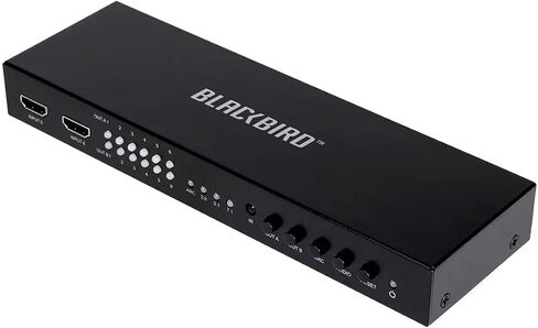 Monoprice Blackbird 4K 6x2 HDMI Matrix with Audio, HDCP 1.4, 6 HDMI Inputs to 2 HDMI Output, with IR Remote Control in Saudi Arabia