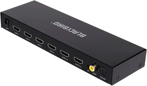 Monoprice Blackbird 4K 6x2 HDMI Matrix with Audio, HDCP 1.4, 6 HDMI Inputs to 2 HDMI Output, with IR Remote Control in Saudi Arabia