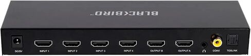 Monoprice Blackbird 4K 6x2 HDMI Matrix with Audio, HDCP 1.4, 6 HDMI Inputs to 2 HDMI Output, with IR Remote Control in Saudi Arabia