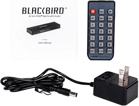 Monoprice Blackbird 4K 6x2 HDMI Matrix with Audio, HDCP 1.4, 6 HDMI Inputs to 2 HDMI Output, with IR Remote Control in Saudi Arabia