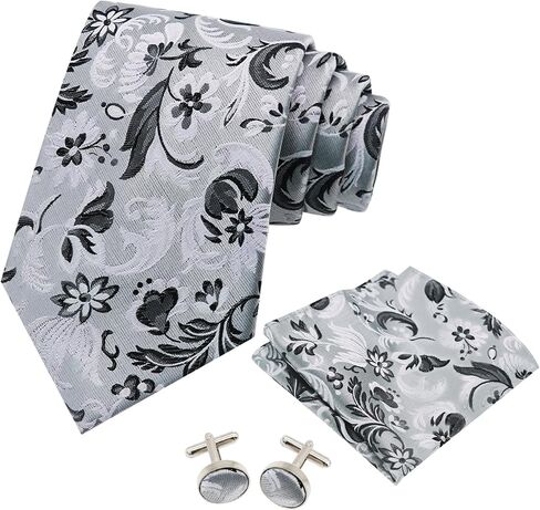 Mantieqingway Mens Ties Set Woven Silk Ties for Men and Pocket Square Cufflinks Stripes Plaid Necktie Business Wedding in Kuwait