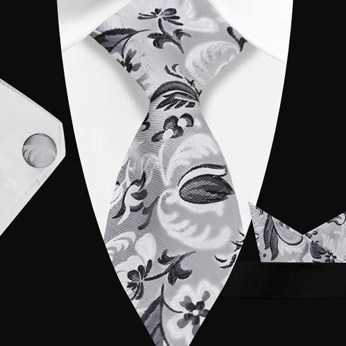 Mantieqingway Mens Ties Set Woven Silk Ties for Men and Pocket Square Cufflinks Stripes Plaid Necktie Business Wedding in Kuwait
