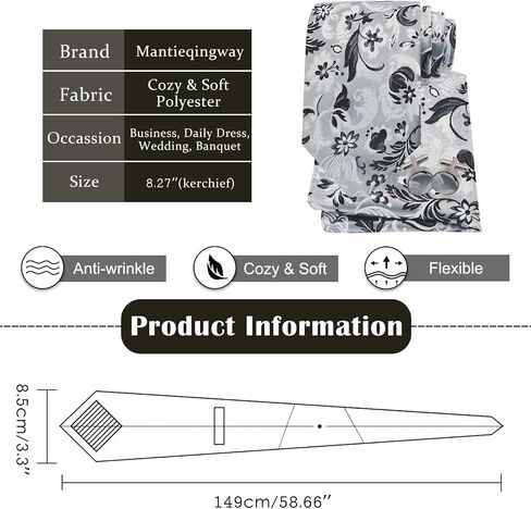 Mantieqingway Mens Ties Set Woven Silk Ties for Men and Pocket Square Cufflinks Stripes Plaid Necktie Business Wedding in Kuwait