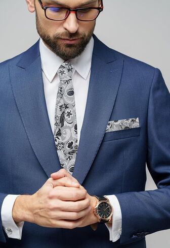 Mantieqingway Mens Ties Set Woven Silk Ties for Men and Pocket Square Cufflinks Stripes Plaid Necktie Business Wedding in Kuwait