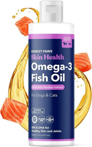 Honest Paws Fish Oil for Dogs - Omega 3 Wild Alaskan Salmon Oil - Healthy Skin, Joints, Nutritional Support, Shiny Coat - Fatty Acid, Pollock Oil - Sustainably Sourced - 15.5 Oz in Saudi Arabia