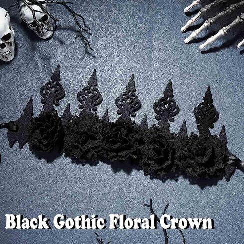 Aceorna Gothic Floral Headpiece Flower Crown Headband Rose Garland Crown Headdress Costume Hair Band for Cosplay Masquerade in Saudi Arabia