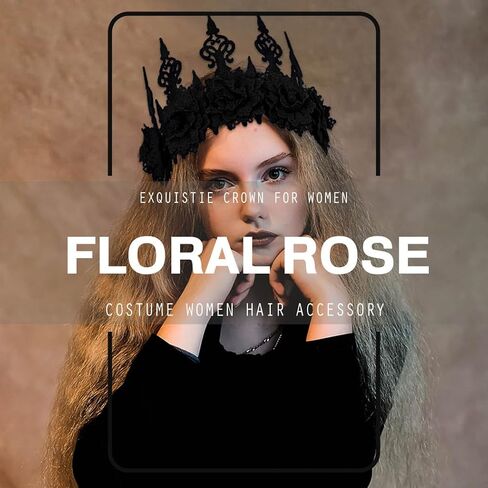 Aceorna Gothic Floral Headpiece Flower Crown Headband Rose Garland Crown Headdress Costume Hair Band for Cosplay Masquerade in Saudi Arabia