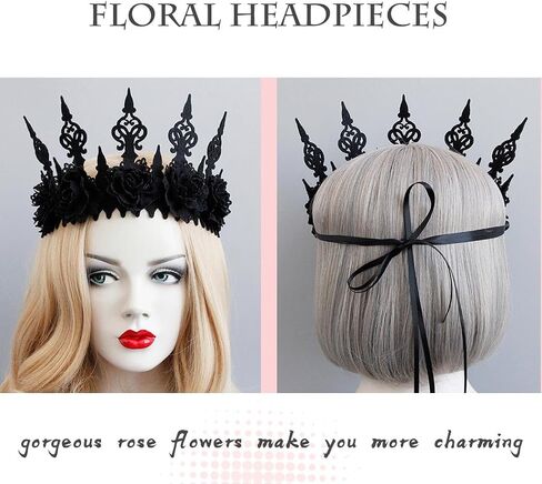 Aceorna Gothic Floral Headpiece Flower Crown Headband Rose Garland Crown Headdress Costume Hair Band for Cosplay Masquerade in Saudi Arabia