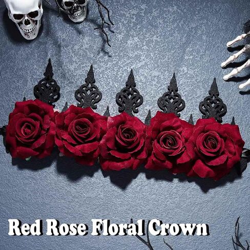Aceorna Gothic Floral Headpiece Flower Crown Headband Rose Garland Crown Headdress Costume Hair Band for Cosplay Masquerade in Saudi Arabia
