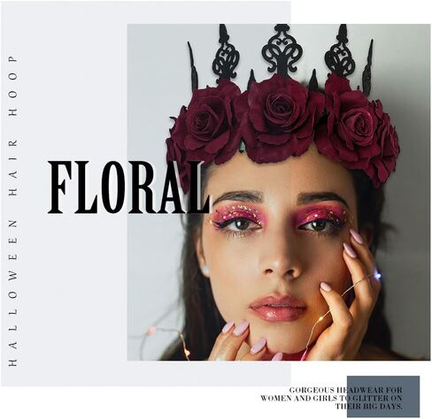 Aceorna Gothic Floral Headpiece Flower Crown Headband Rose Garland Crown Headdress Costume Hair Band for Cosplay Masquerade in Saudi Arabia