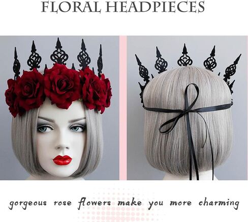 Aceorna Gothic Floral Headpiece Flower Crown Headband Rose Garland Crown Headdress Costume Hair Band for Cosplay Masquerade in Saudi Arabia