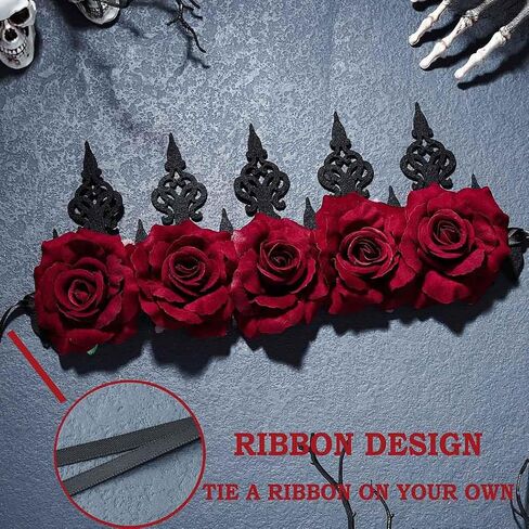Aceorna Gothic Floral Headpiece Flower Crown Headband Rose Garland Crown Headdress Costume Hair Band for Cosplay Masquerade in Saudi Arabia